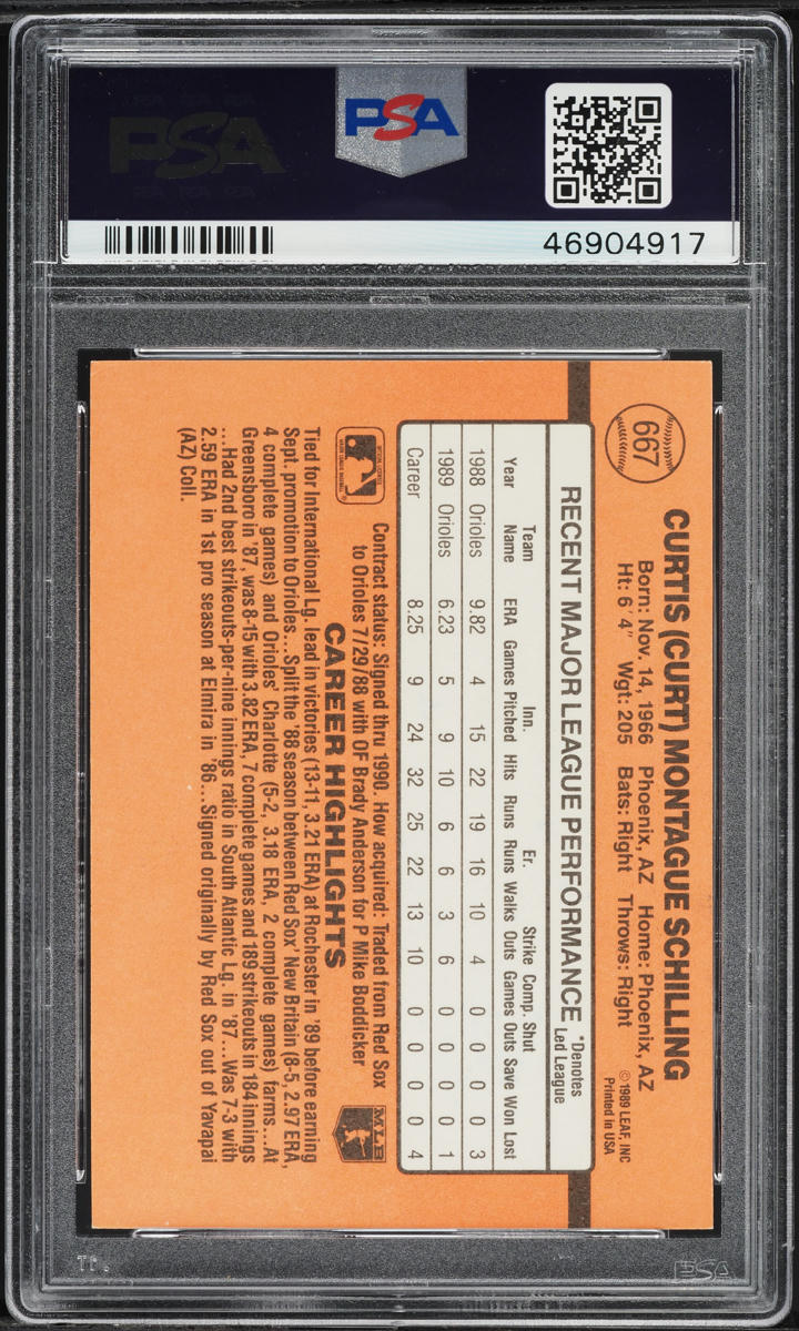 1990 Donruss Curt Schilling AUTO #667 PSA/DNA AUTH