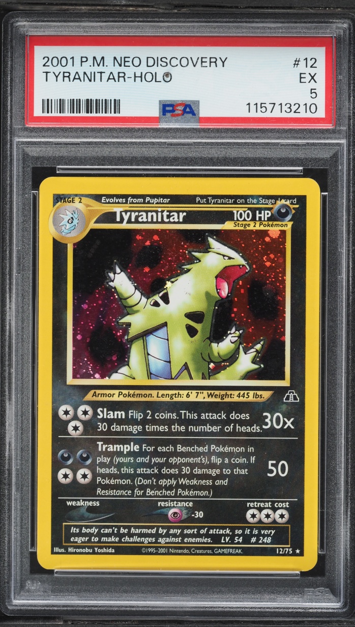 2001 Pokemon Neo Discovery Holo Tyranitar #12 PSA 5 EX