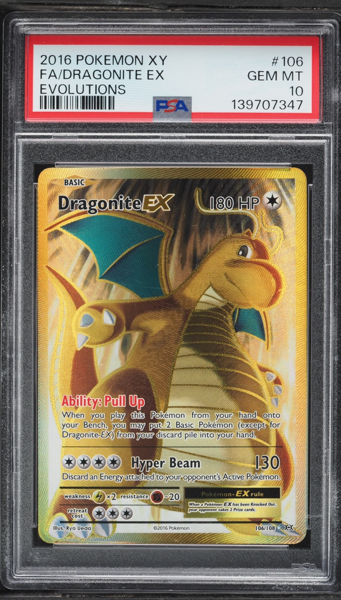 2016 Pokemon XY Evolutions Gold Rare Dragonite EX #106 PSA 10 GEM MINT