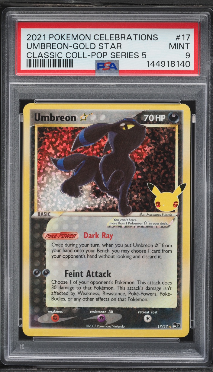 2021 Pokemon Sword & Shield Celebrations Classic Holo Umbreon Gold Star #17 PSA 9 MINT