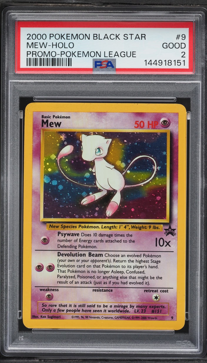 2000 Pokemon League Black Star Promo Holo Mew #9 PSA 2 GD