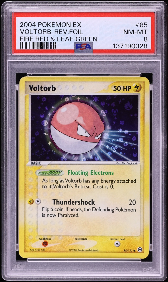 2004 Pokemon EX Fire Red & Leaf Green Reverse Holo Voltorb #85 PSA 8 NM-MT