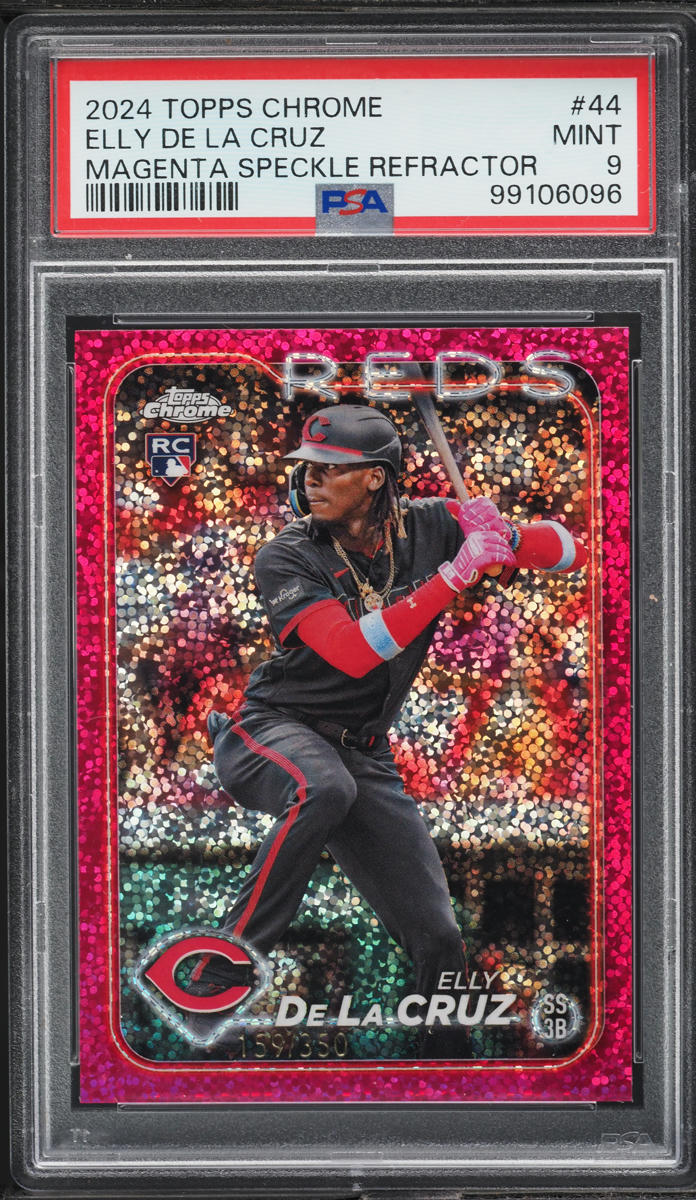 2024 Topps Chrome Magenta Speckle Refractor Elly De La Cruz ROOKIE /350 PSA 9