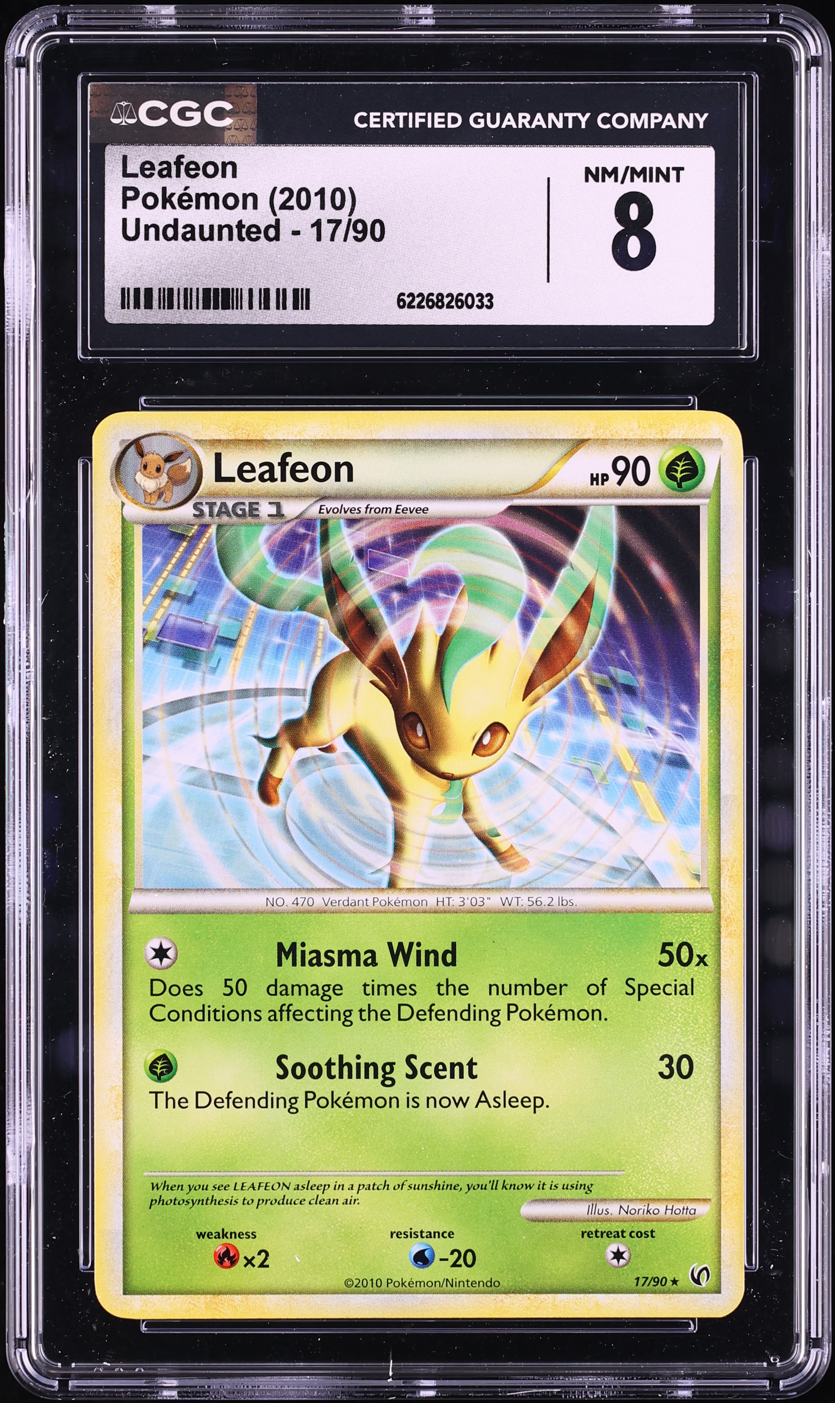 2010 Pokemon HeartGold & SoulSilver Undaunted Leafeon #17 CGC 8 NM-MT