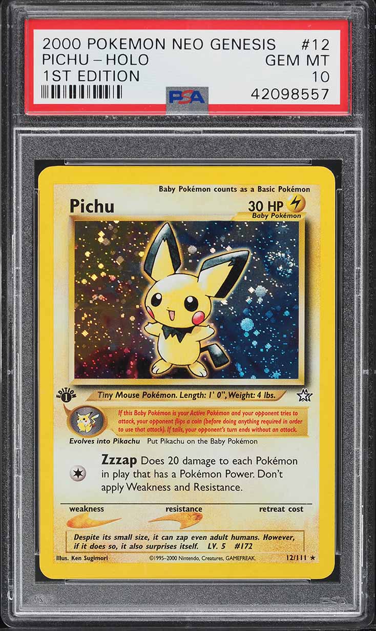 2000 Pokemon Neo Genesis 1st Edition Holo Pichu #12 PSA 10 GEM MINT