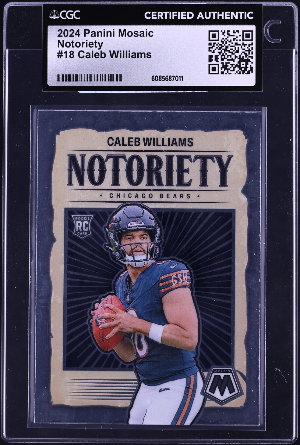 2024 Panini Mosaic Notoriety Caleb Williams ROOKIE #18 CGC AUTH