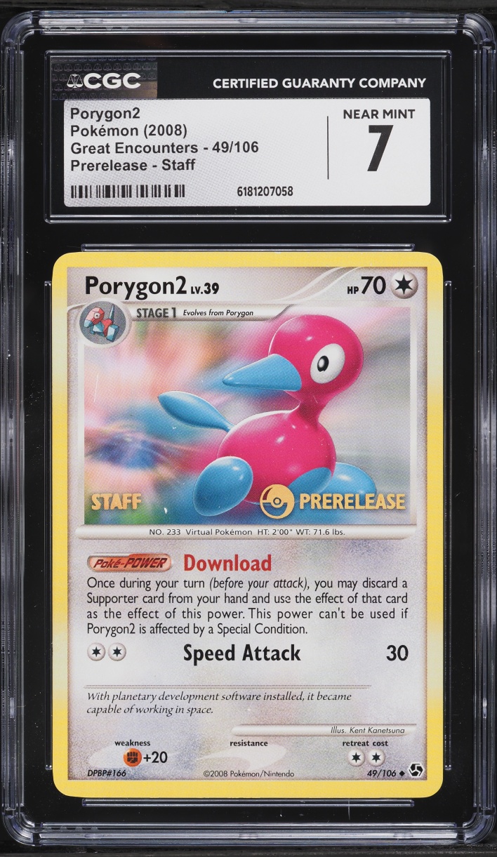 2008 Pokemon Diamond & Pearl Great Encounters Prerelease Staff Porygon2 #49 CGC 7 NRMT