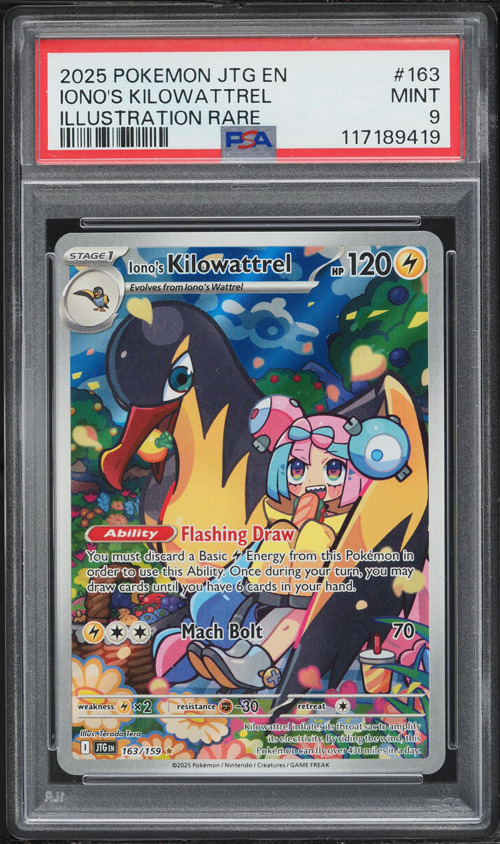 2025 Pokemon Scarlet & Violet Journey Together IR Iono's Kilowattrel #163 PSA 9 MINT