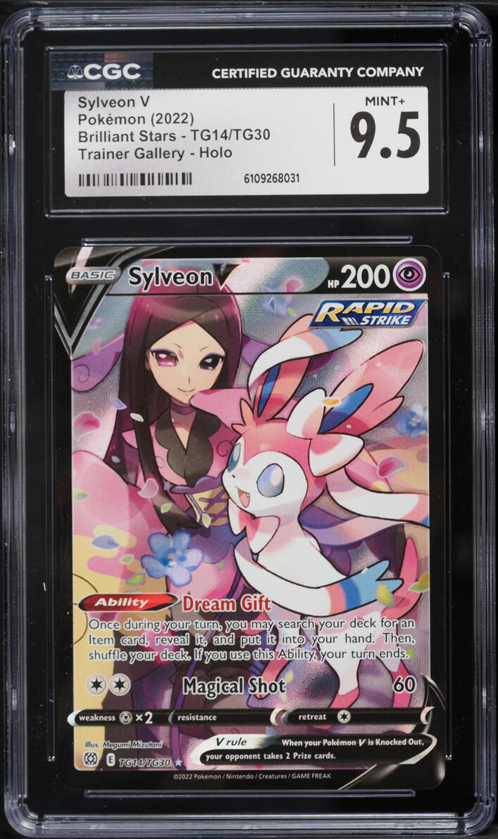 2022 Pokemon Sword & Shield Brilliant Stars CHR Sylveon V #TG14 CGC 9.5 MINT+