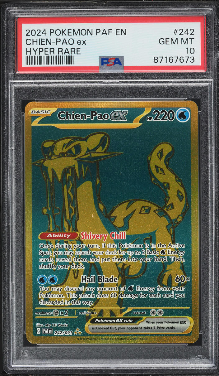 2024 Pokemon Scarlet & Violet Paldean Fates Gold Rare Chien-Pao ex #242 PSA 10 GEM MINT