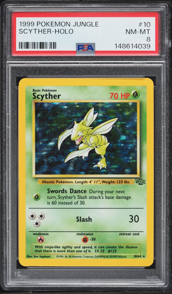 1999 Pokemon Jungle Holo Scyther #10 PSA 8 NM-MT