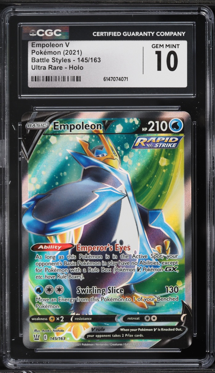 2021 Pokemon Sword & Shield Battle Styles Full Art Empoleon V #145 CGC 10 GEM MINT