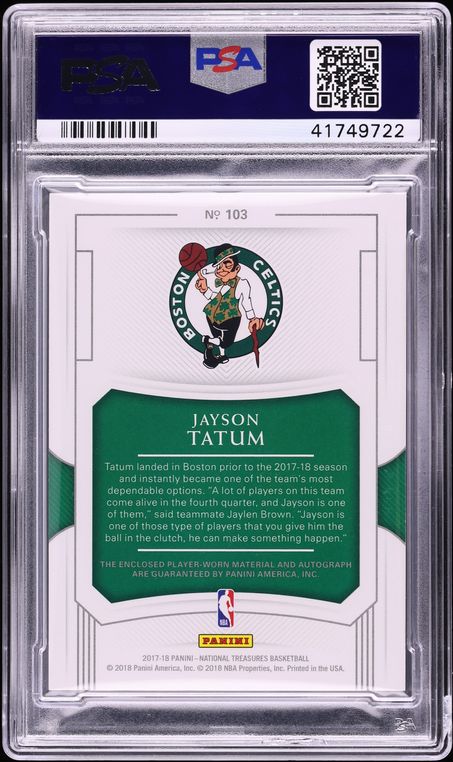 2017 National Treasures Jayson Tatum ROOKIE PATCH AUTO DNA 10 /99 #103 PSA 10 GEM MINT