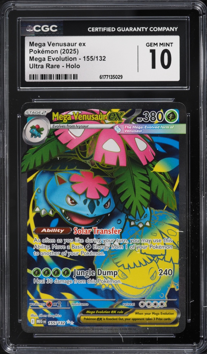 2025 Pokemon Mega Evolution Full Art Mega Venusaur Ex #155 CGC 10 Gem Mint