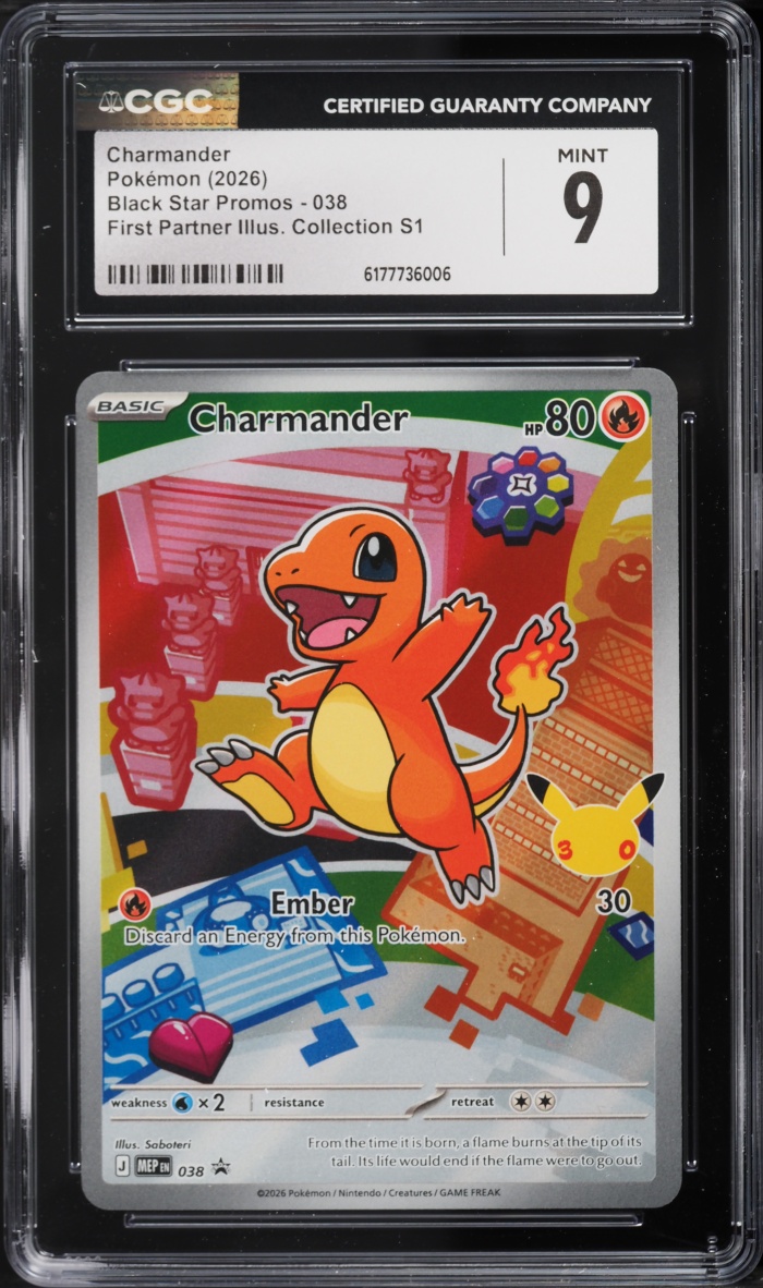 2026 Pokemon Mega Evolution Promo First Partner Illustration S1 Full Art Charmander #38 CGC 9