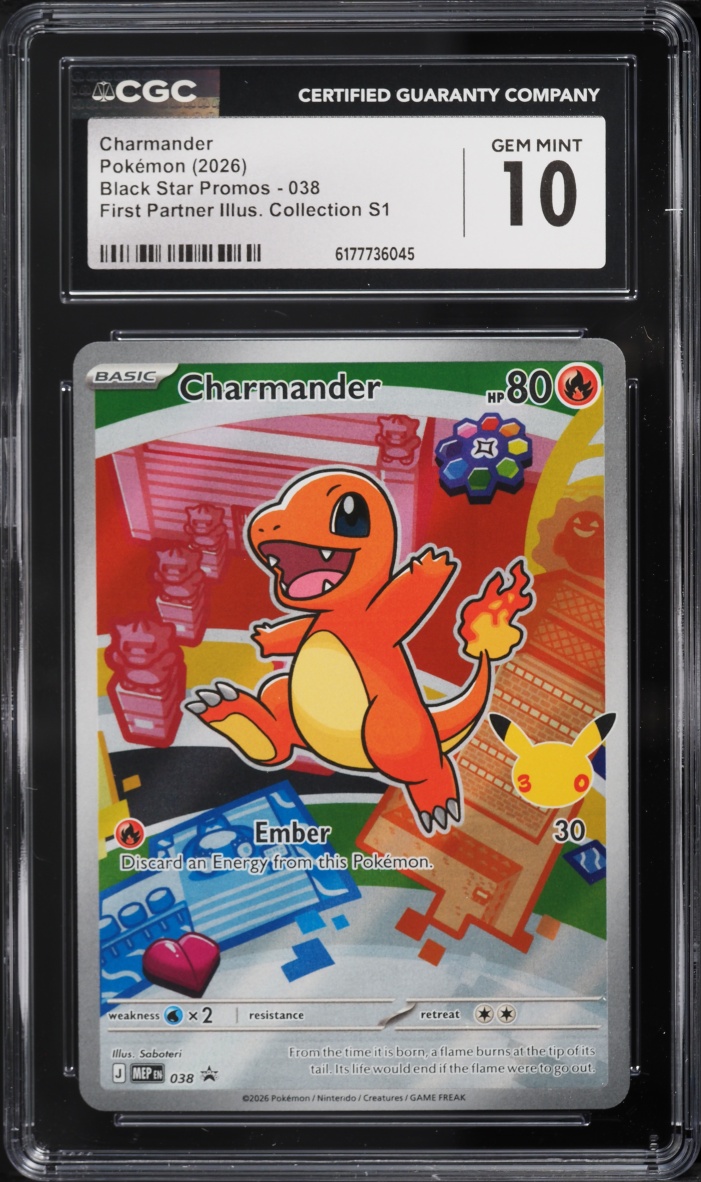2026 Pokemon Mega Evolution Promo First Partner Illustration S1 Full Art Charmander #38 CGC 10