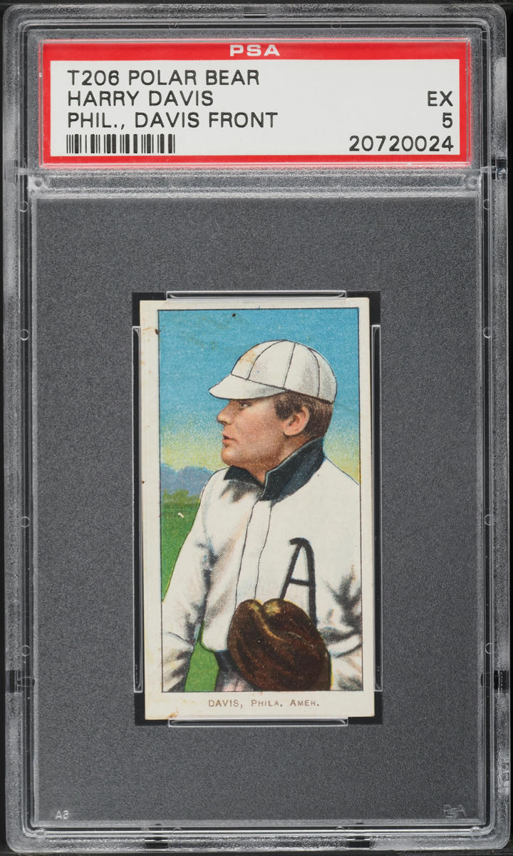 1909-11 T206 Harry Davis PHIL. DAVIS FRONT, POLAR BEAR PSA 5 EX