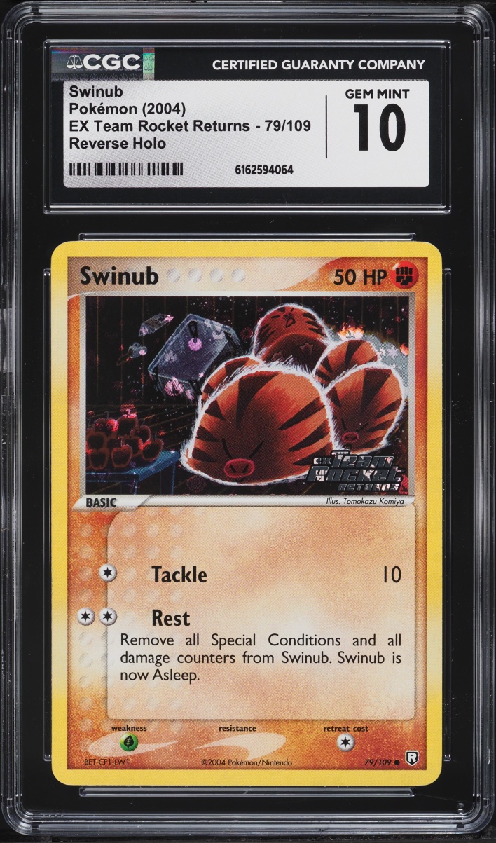 2004 Pokemon EX Team Rocket Returns Reverse Holo Swinub #79 CGC 10 GEM MINT