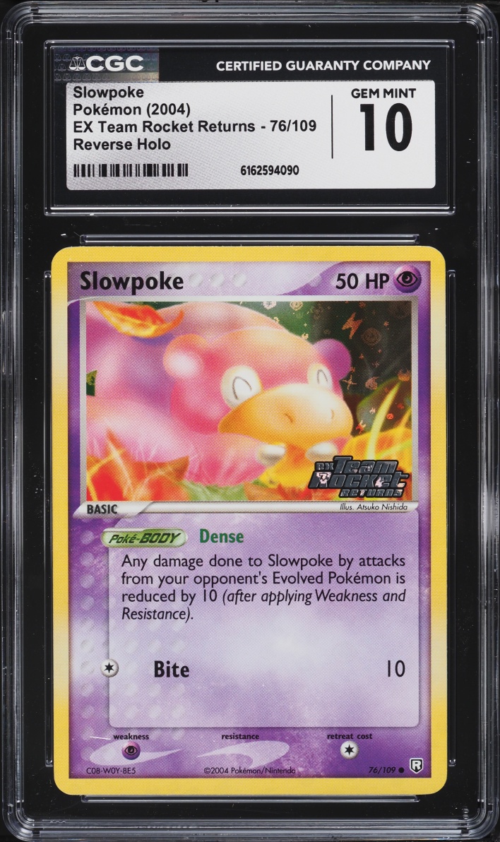 2004 Pokemon EX Team Rocket Returns Reverse Holo Slowpoke #76 CGC 10 GEM MINT