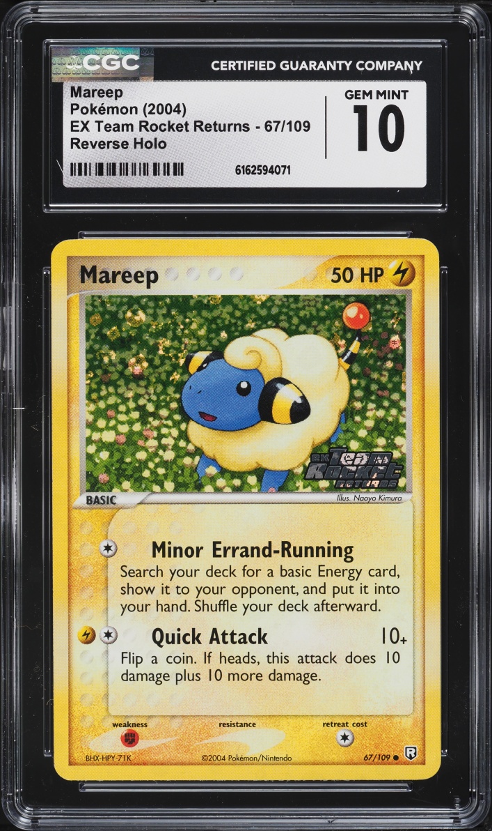 2004 Pokemon EX Team Rocket Returns Reverse Holo Mareep #67 CGC 10 GEM MINT