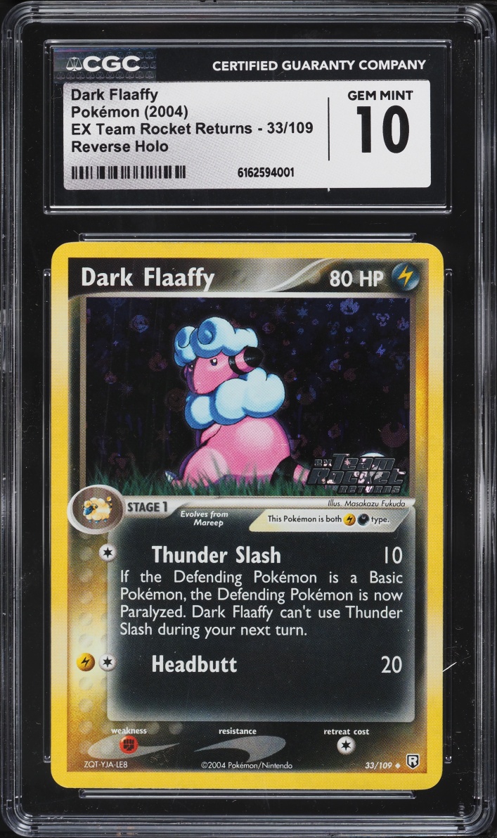 2004 Pokemon EX Team Rocket Returns Reverse Holo Dark Flaaffy #33 CGC 10 GEM MINT