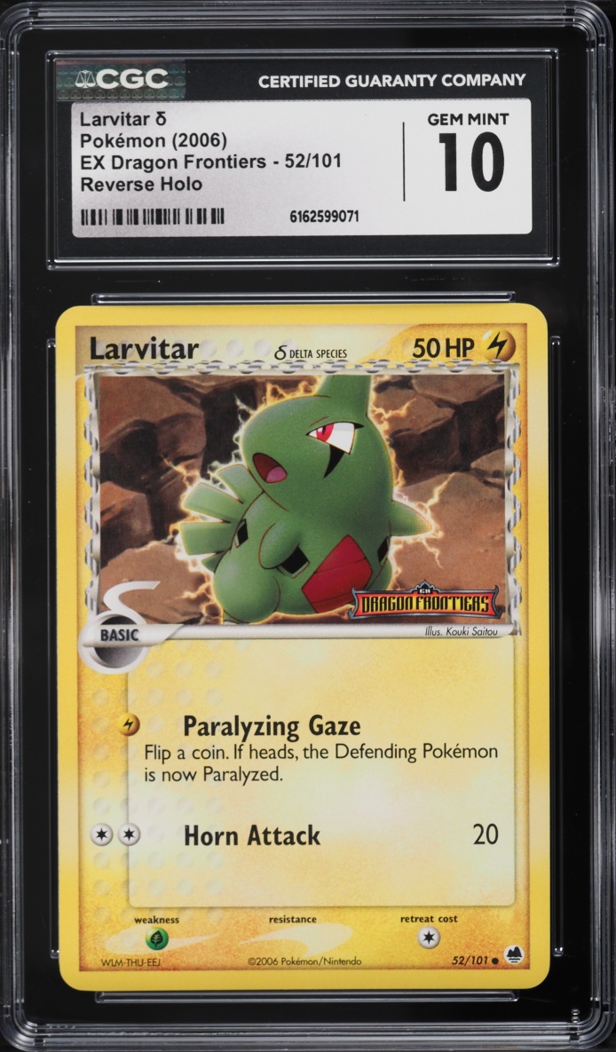 2006 Pokemon EX Dragon Frontiers Reverse Holo Larvitar #52 CGC 10 GEM MINT