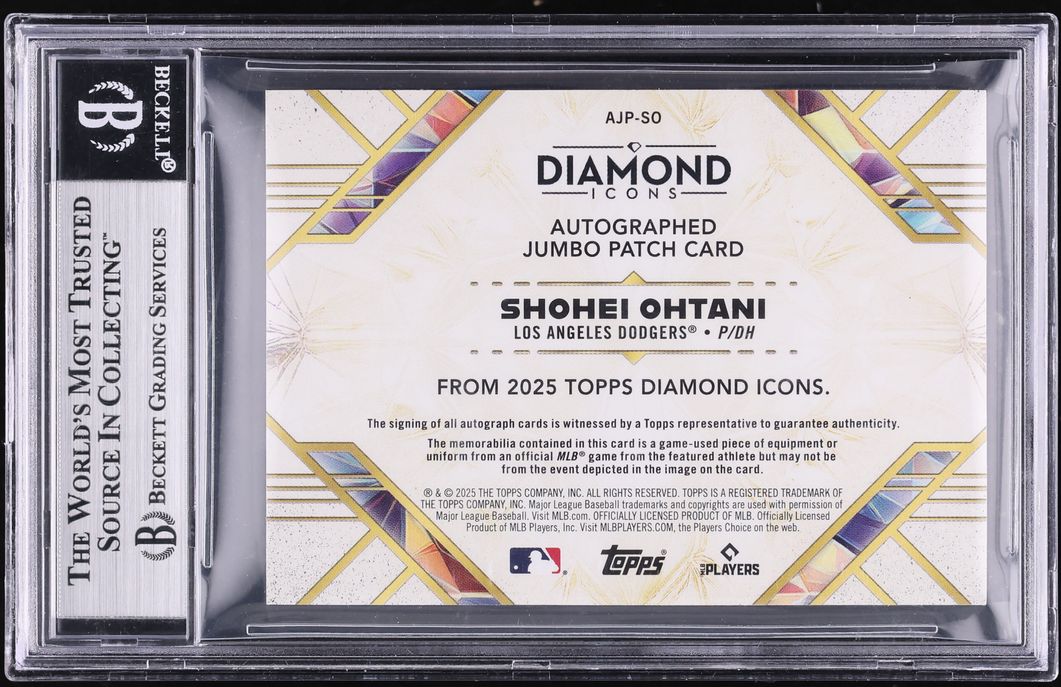 2025 Topps Diamond Icons Jumbo Red Shohei Ohtani PATCH AUTO /5 #AJPSO BGS 8.5 NM-MT+
