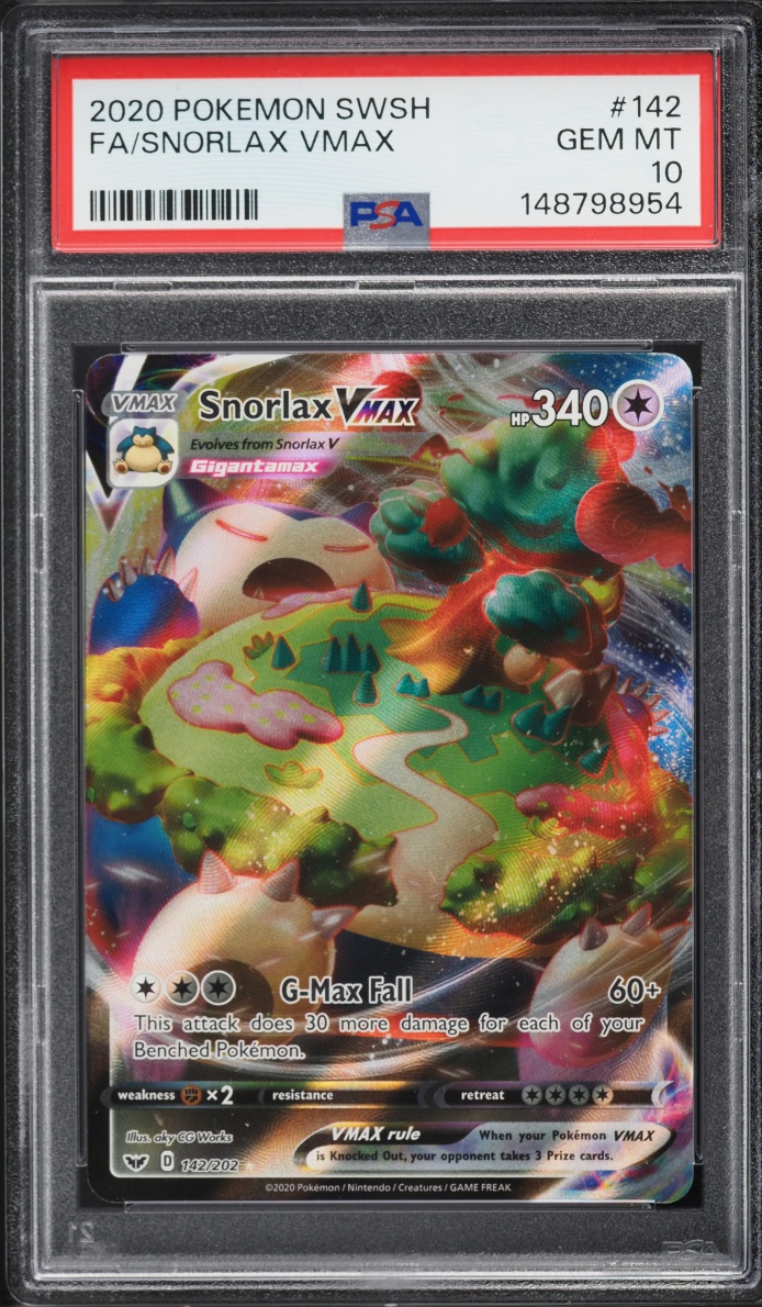 2020 Pokemon Sword & Shield Full Art Snorlax VMAX #142 PSA 10 GEM MINT