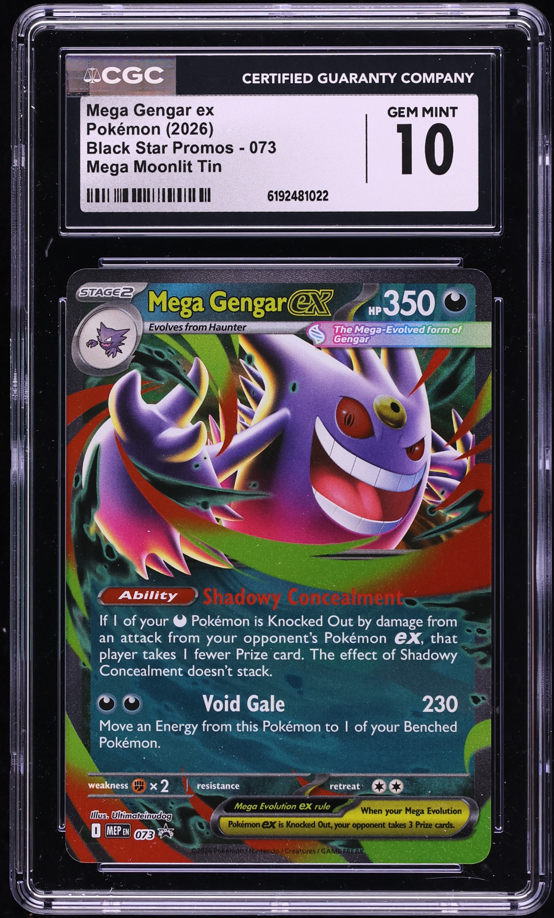 2026 Pokemon Mega Evolution Promo Mega Moonlit Tin Mega Gengar Ex #73 CGC 10 GEM MINT
