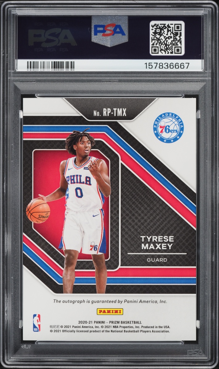 2020 Panini Prizm Penmanship Tyrese Maxey ROOKIE AUTO #RP-TMX PSA 9 MINT
