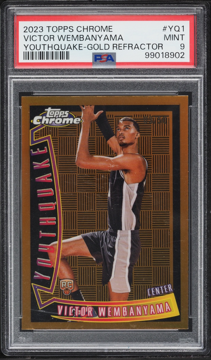 2023 Topps Chrome Youthquake Gold Refractor Victor Wembanyama ROOKIE /50 #YQ-1 PSA 9 MINT