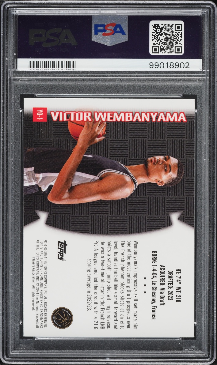 2023 Topps Chrome Youthquake Gold Refractor Victor Wembanyama ROOKIE /50 #YQ-1 PSA 9 MINT