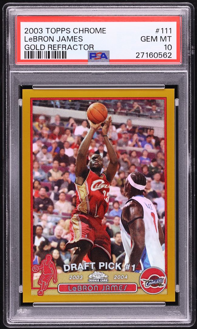 2003 Topps Chrome Gold Refractor LeBron James ROOKIE 6/50 #111 PSA