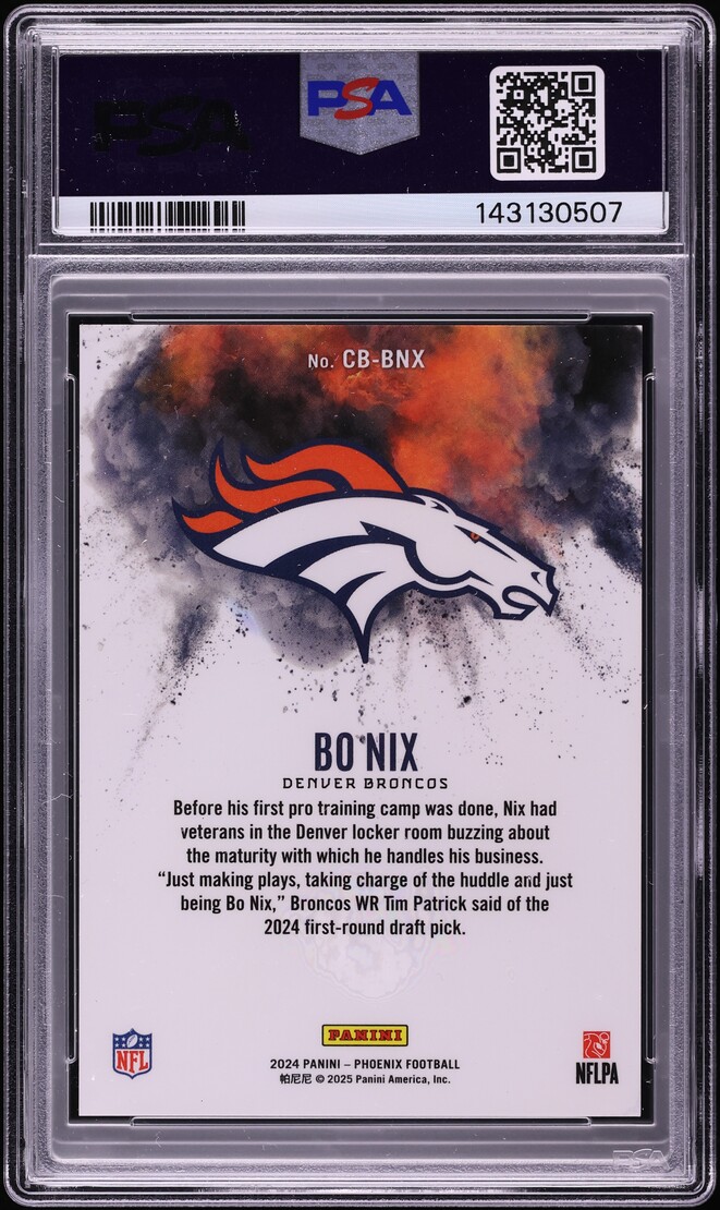 2024 Panini Phoenix Color Blast Bo Nix ROOKIE #CB-BNX PSA 10 GEM MINT