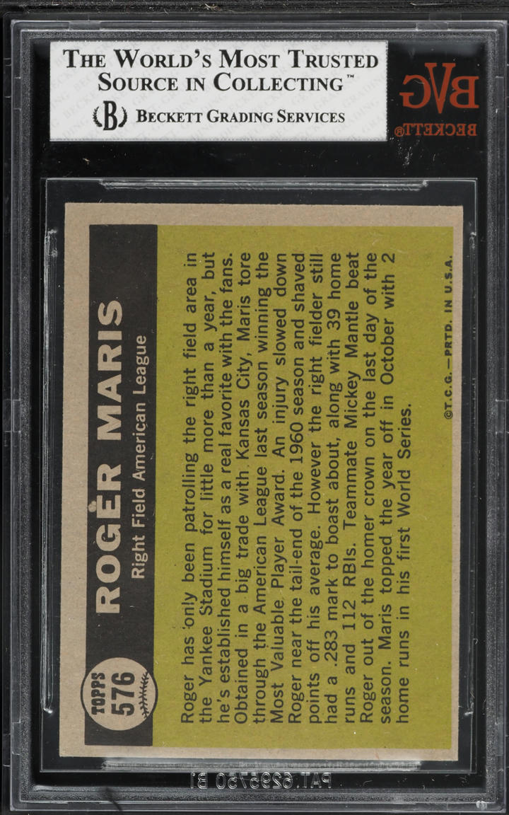 1961 Topps Roger Maris ALL STAR #576 BVG 5 EX