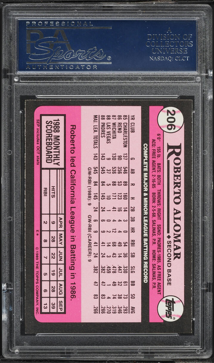 1989 Topps Tiffany Roberto Alomar #206 PSA 10 GEM MINT