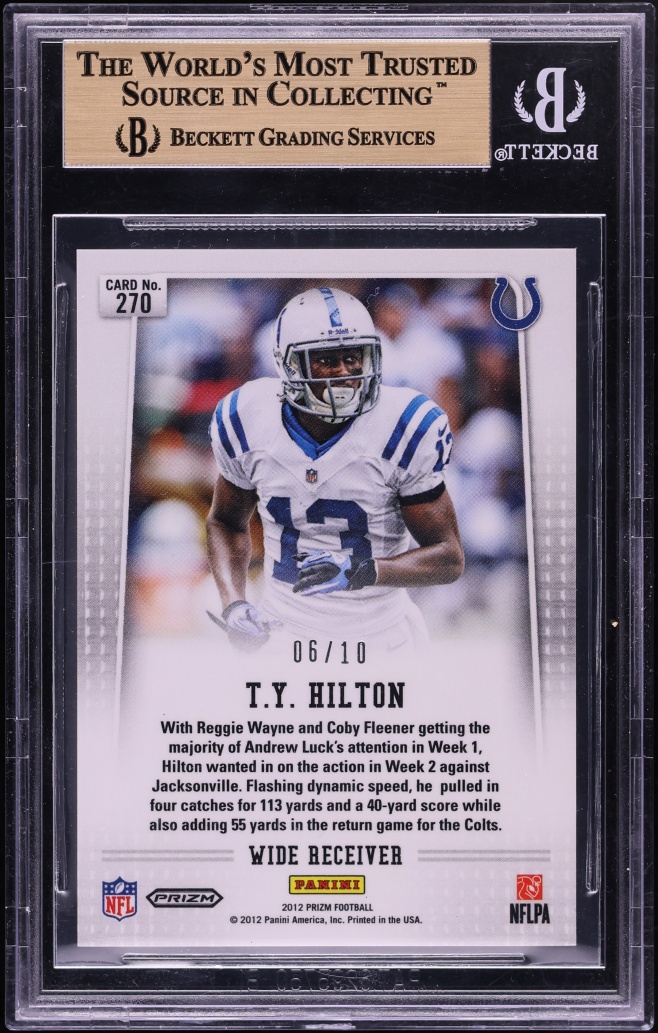 2012 Panini Prizm Gold T.Y. Hilton ROOKIE /10 #270 BGS 9.5 GEM MINT - Photo 2