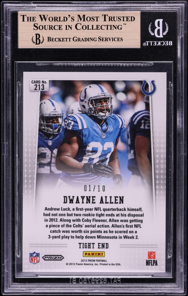 2012 Panini Prizm Gold Dwayne Allen ROOKIE 1/10 #213 BGS 9.5 GEM MINT - Photo 2