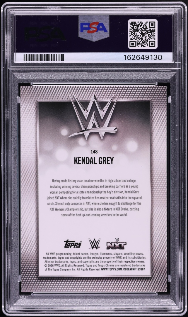 2026 Topps Chrome WWE Black Geometric Kendal Grey 2/2 #148 PSA 9 MINT - Photo 2