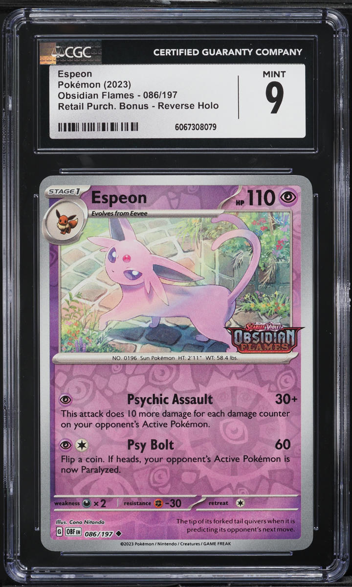 2023 Pokemon Scarlet & Violet Obsidian Flames Retail Reverse Holo Espeon #86 CGC 9 MINT