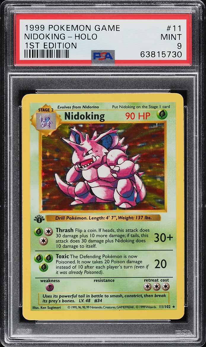 1999 Pokemon Base Set Shadowless 1st Edition Holo Nidoking #11 PSA 9 MINT