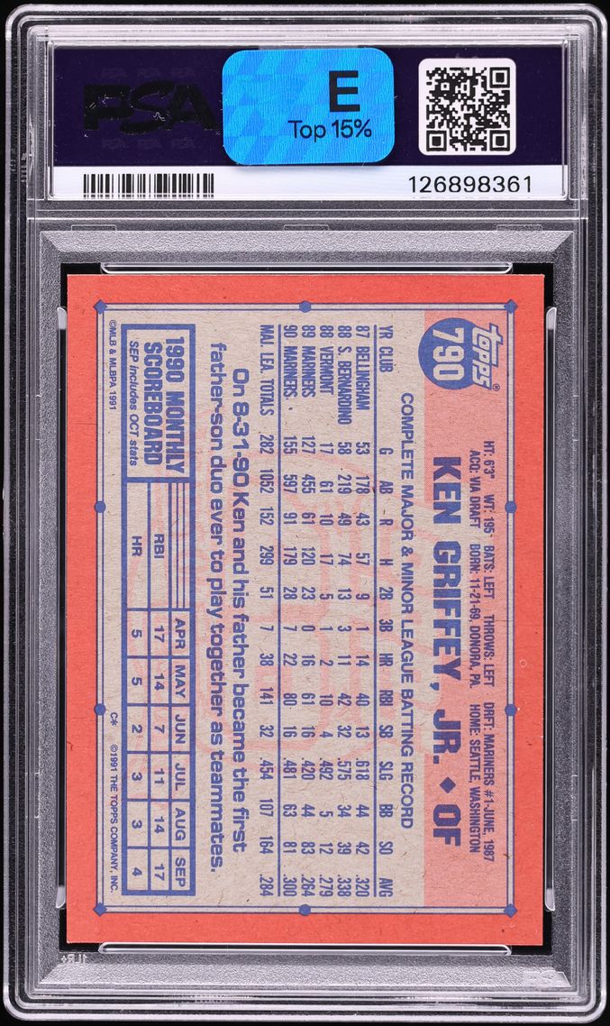 1991 Topps Desert Shield Ken Griffey Jr. #790 PSA 8 NM-MT