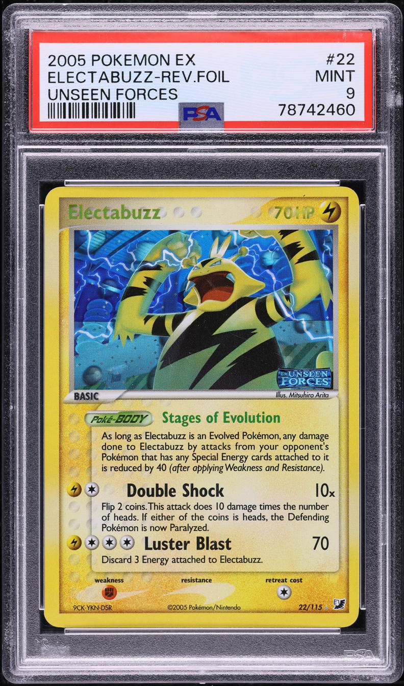 2005 Pokemon EX Unseen Forces Reverse Holo Electabuzz #22 PSA 9 MINT