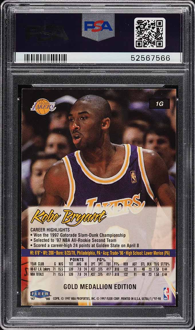 1997 Ultra Gold Medallion Kobe Bryant #1G PSA 9 MINT