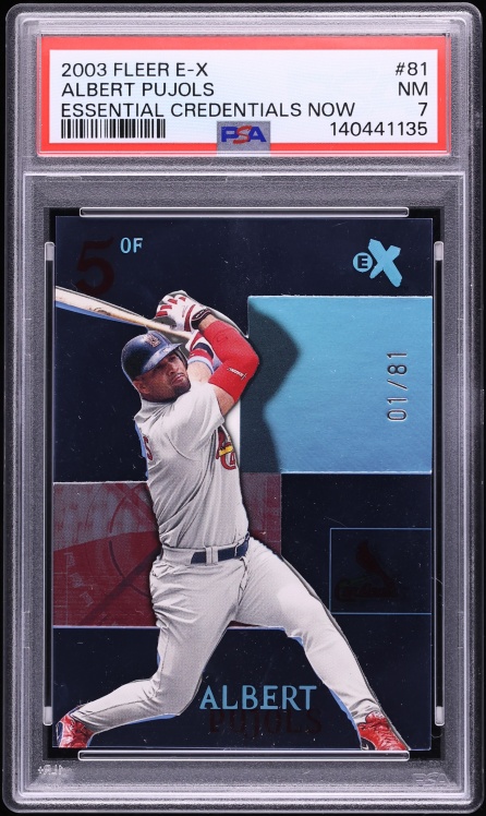 2003 Fleer E-X Essential Credentials Now Albert Pujols 1/81 #81 PSA 7 NRMT - Photo 1