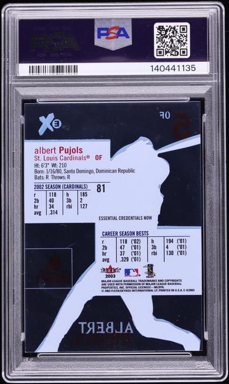 2003 Fleer E-X Essential Credentials Now Albert Pujols 1/81 #81 PSA 7 NRMT - Photo 2