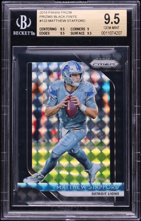2018 Panini Prizm Black Finite Matthew Stafford 1/1 #133 BGS 9.5 GEM MINT - Photo 1