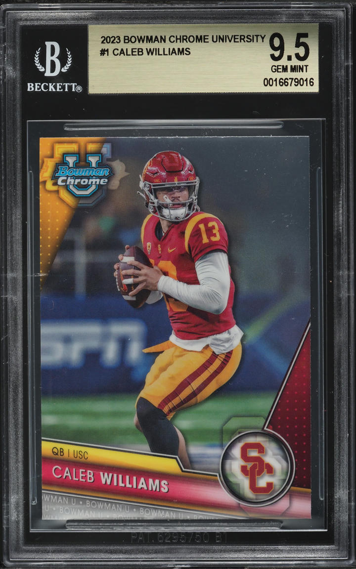 2023 Bowman Chrome University Caleb Williams ROOKIE #1 BGS 9.5 GEM MINT