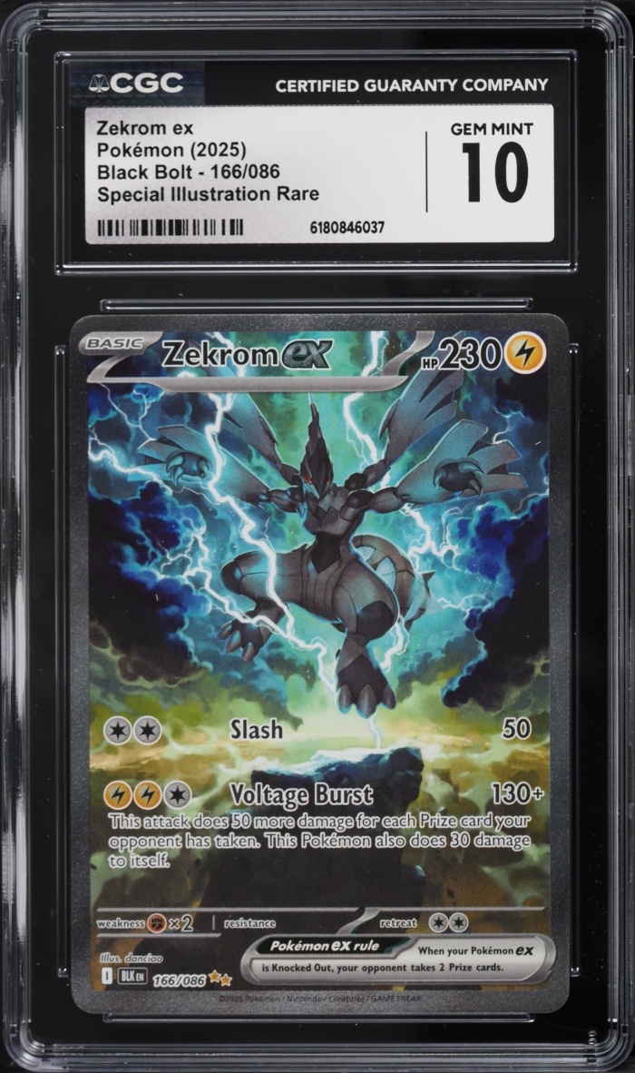 2025 Pokemon Scarlet & Violet Black Bolt SIR Zekrom Ex #166 CGC 10 GEM MINT