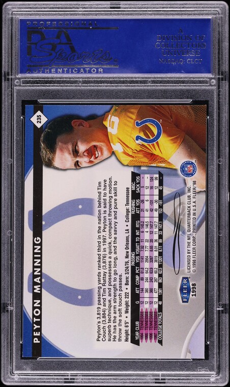1998 Fleer Tradition Peyton Manning ROOKIE #235 PSA 8 NM-MT